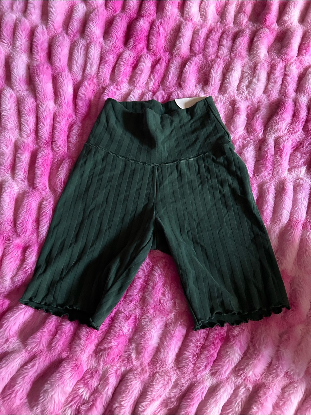 aerie Ribbed High-Waist Bike Shorts in Forest Green
